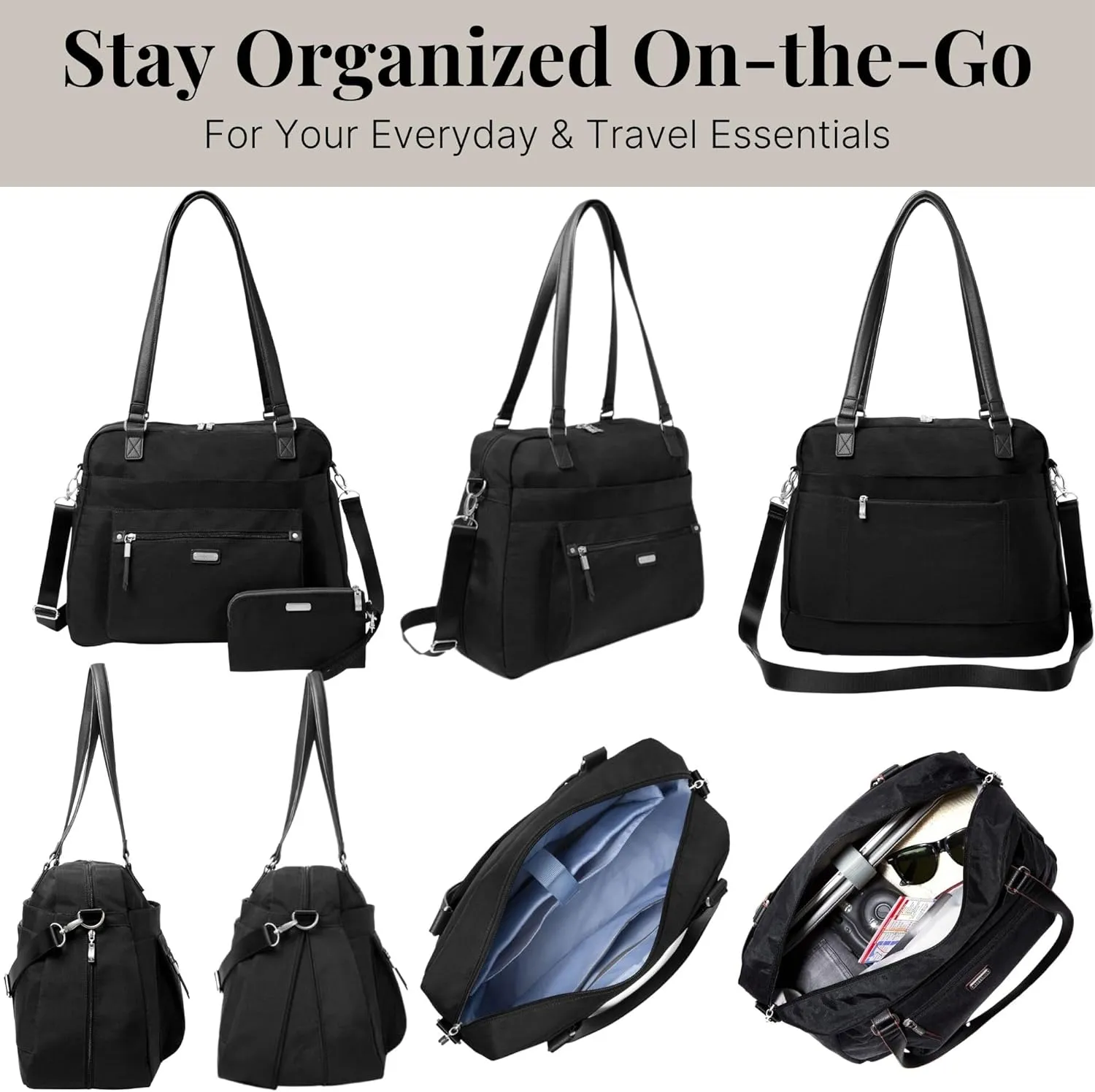 Baggallini Overnight Expandable Laptop Tote - Lightweight Travel Bag for Women