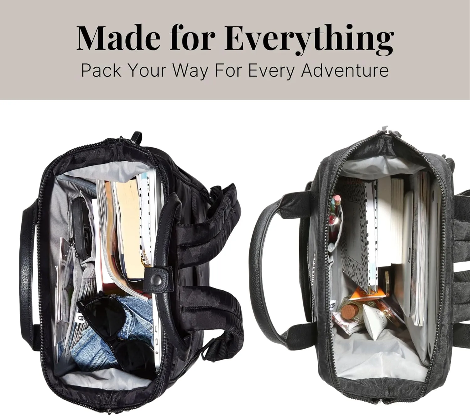 Baggallini Soho Backpack - Travel Laptop Backpack for Women - Lightweight Water-Resistant Luggage Bag, Smoke/Faux Python