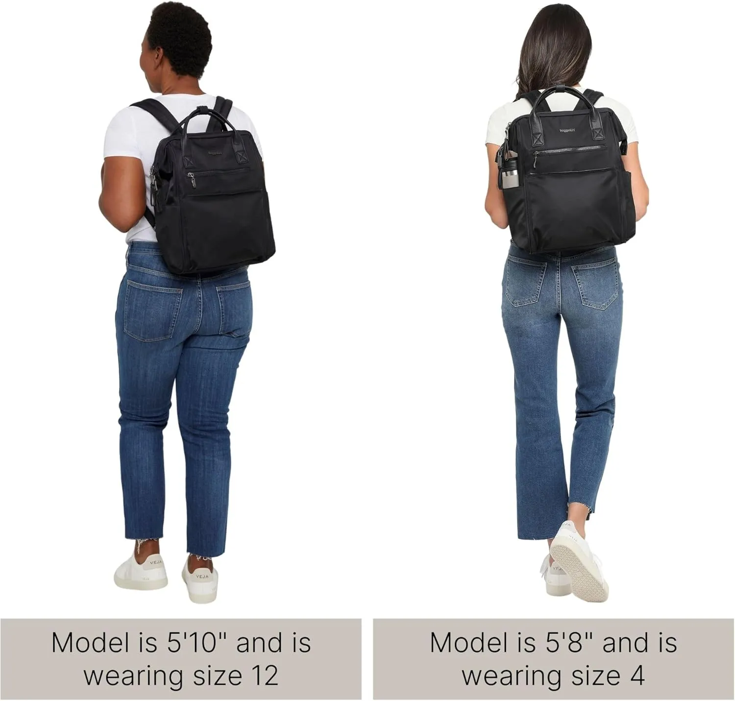 Baggallini Soho Backpack - Travel Laptop Backpack for Women - Lightweight Water-Resistant Luggage Bag, Smoke/Faux Python