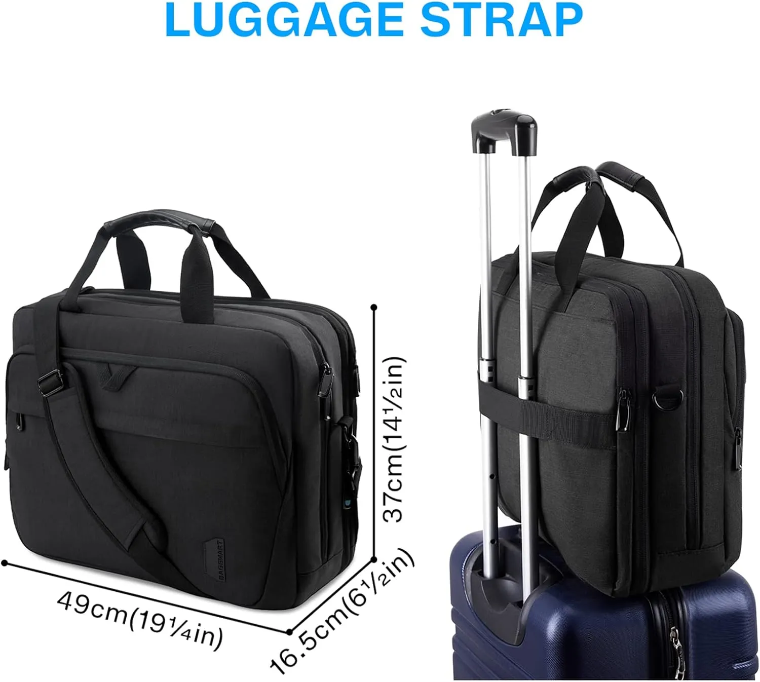 BAGSMART 17.3 Inch Laptop Bag, Expandable Computer Bag Laptop Briefcase Men Women,Laptop Shoulder Bag,Work Bag Business Travel Office, Black