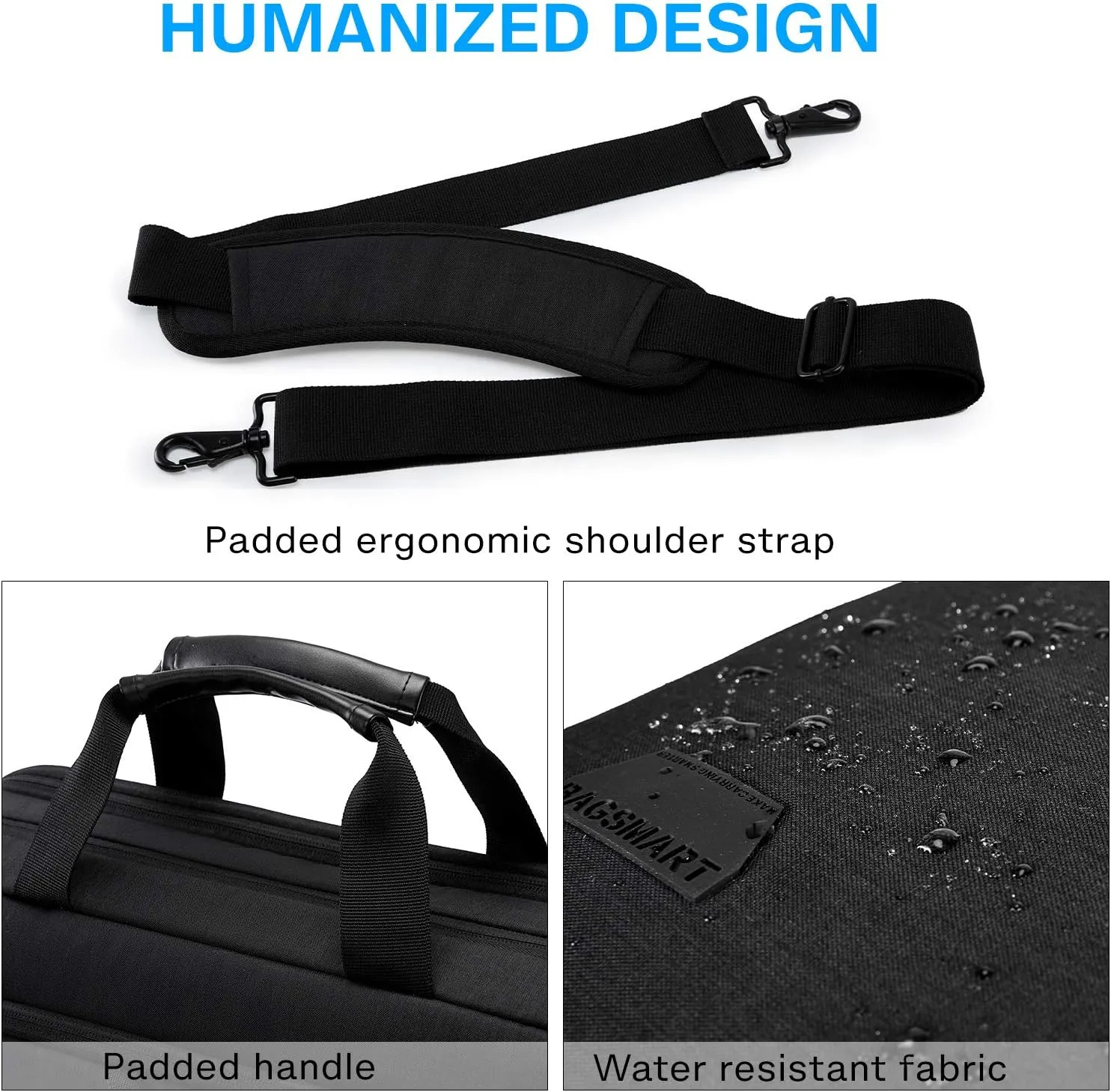 BAGSMART 17.3 Inch Laptop Bag, Expandable Computer Bag Laptop Briefcase Men Women,Laptop Shoulder Bag,Work Bag Business Travel Office, Black