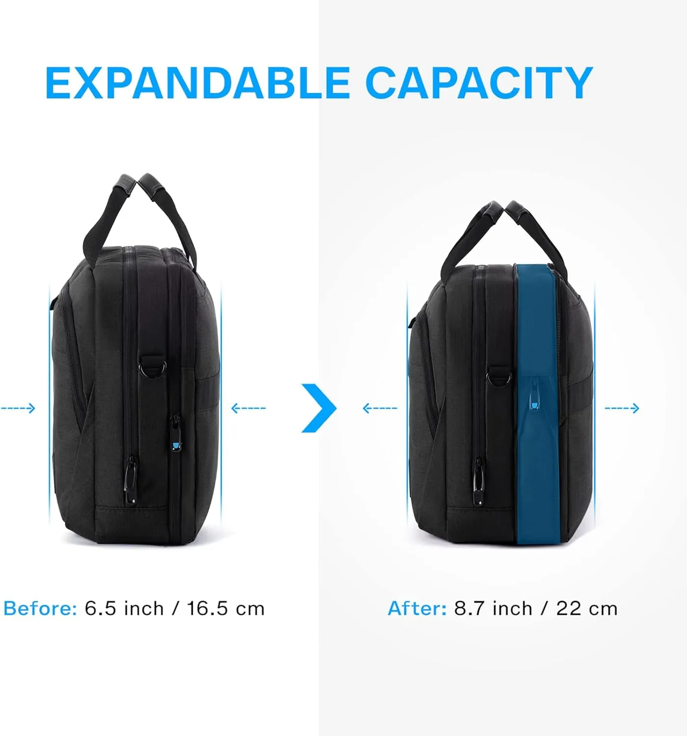 BAGSMART 17.3 Inch Laptop Bag, Expandable Computer Bag Laptop Briefcase Men Women,Laptop Shoulder Bag,Work Bag Business Travel Office, Black
