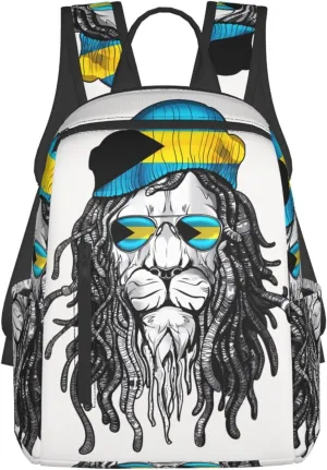 Bahamas Lion Flag Travel Backpacks Casual Laptop Backpack Sport Rucksack Large Capacity Daypack Multi-Pockets Adjustable Strap Bag for Working Hiking