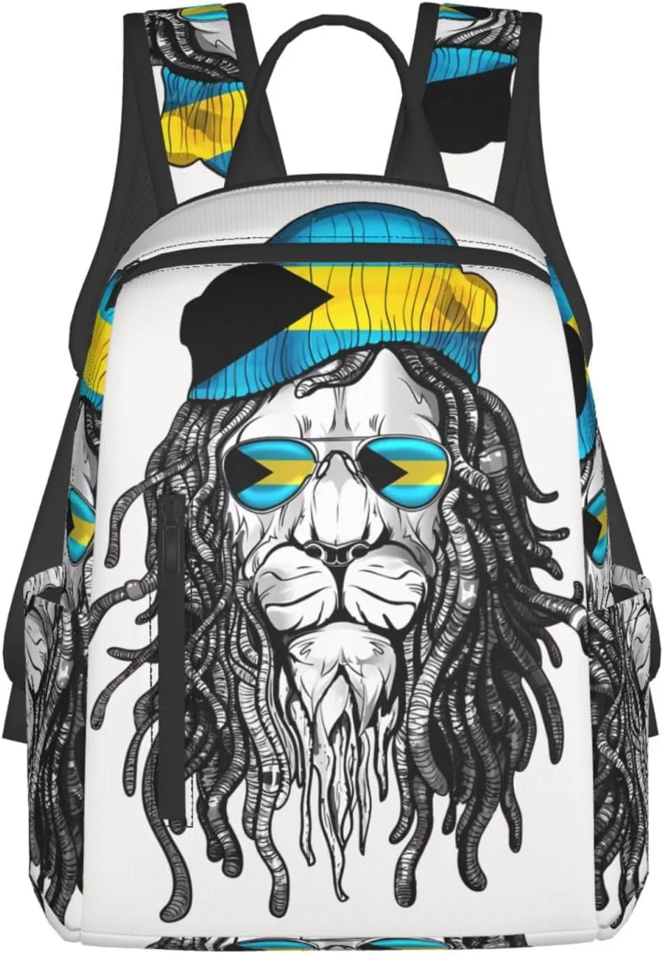 Bahamas Lion Flag Travel Backpacks Casual Laptop Backpack Sport Rucksack Large Capacity Daypack Multi-Pockets Adjustable Strap Bag for Working Hiking
