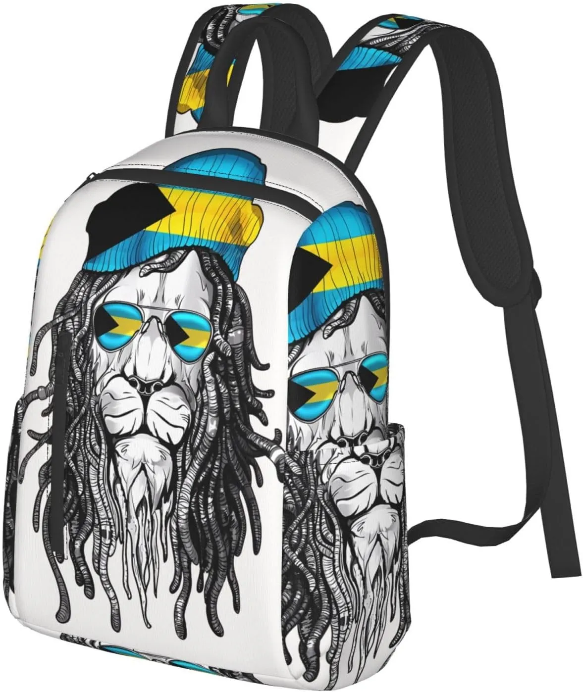 Bahamas Lion Flag Travel Backpacks Casual Laptop Backpack Sport Rucksack Large Capacity Daypack Multi-Pockets Adjustable Strap Bag for Working Hiking