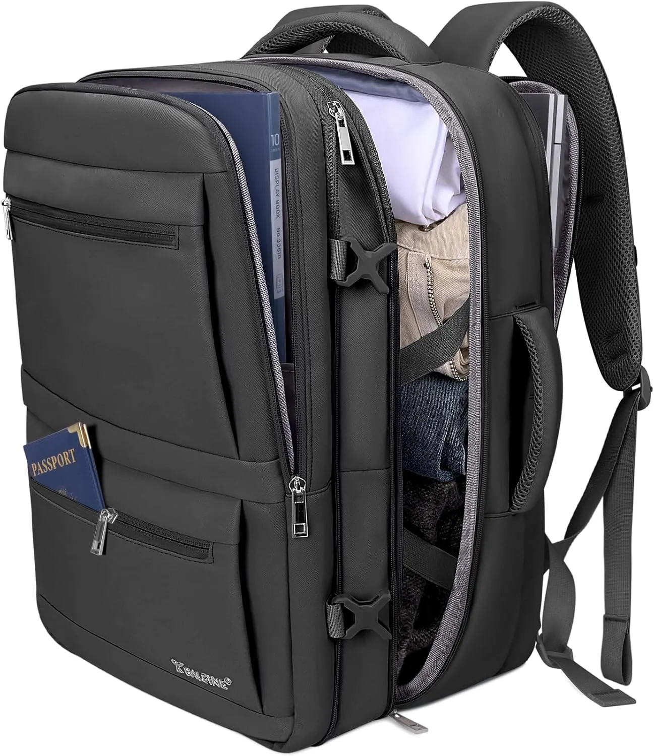BALEINE Travel Backpack for Women Men, Large Sturdy Carry On Laptop Backpack Gifts for Business, Casual, Weekender, Hiking (XL, Black)