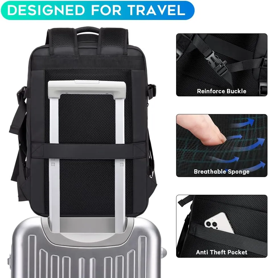 BANGE Travel Backpacks,Flight Approved Carry On Backpacks, 17-inch Laptop Backpack for International Travel Bag,Weekender Luggage Backpack for Men