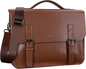 Banuce Vintage Genuine Leather Briefcase for Men 13.3 inch Laptop Messenger Bag Work Bag Brown