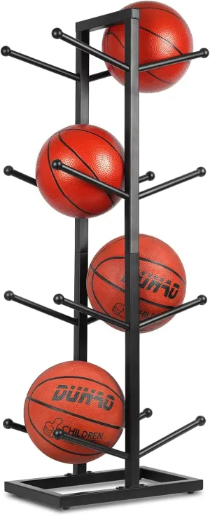 Basketball Organizers Metal Ball Storage Rack Sports Storage for Indoor Outdoor