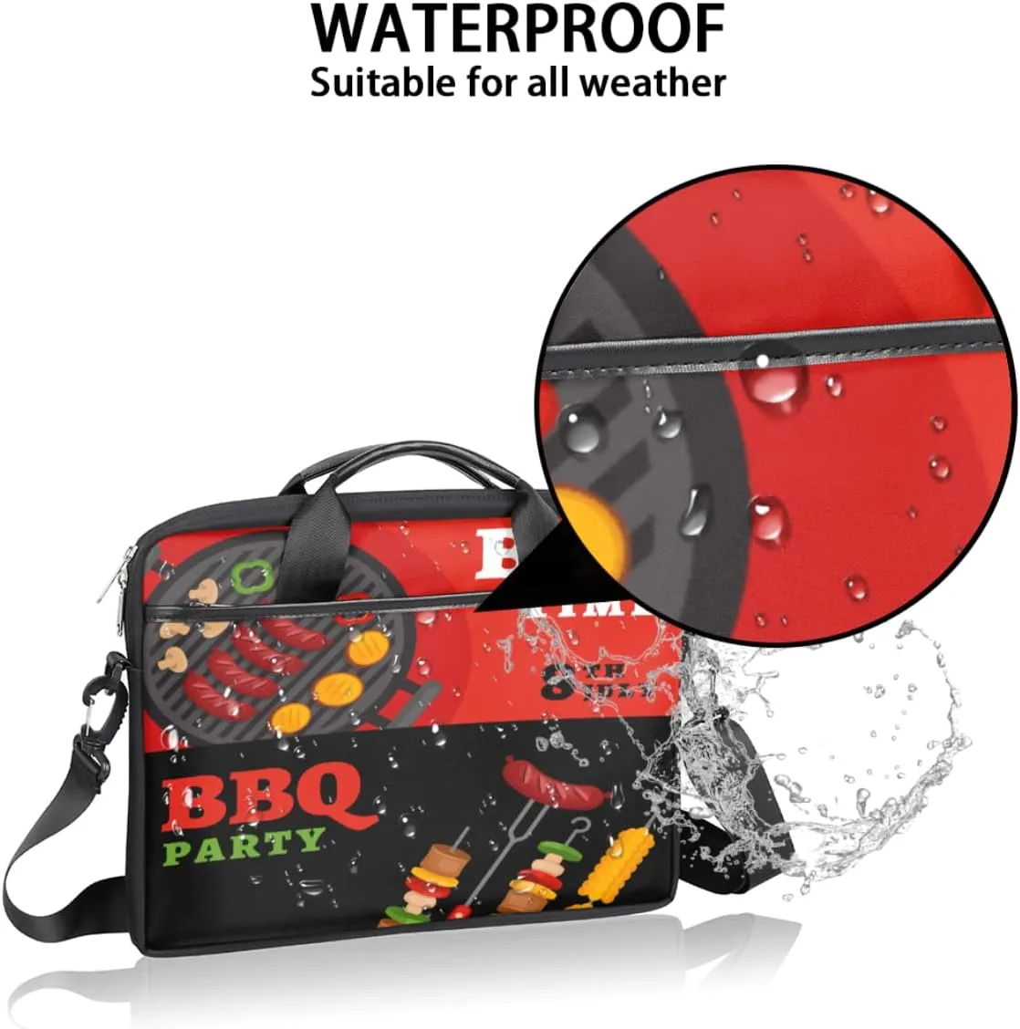Basketball Texture Laptop Shoulder Messenger Bag Waterproof Laptop Briefcase Handle Padded Strap