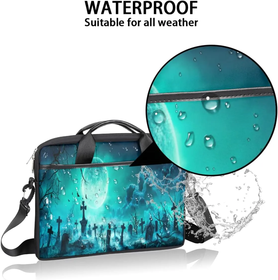 Basketball Texture Laptop Shoulder Messenger Bag Waterproof Laptop Briefcase Handle Padded Strap