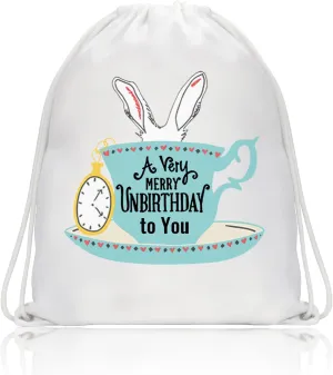 BDPWSS Movie Inspired Drawstring Backpacks A Very Merry Unbirthday To You Book Themed Gift Daughter Birthday Gift (Unbirthday to you Sbp)