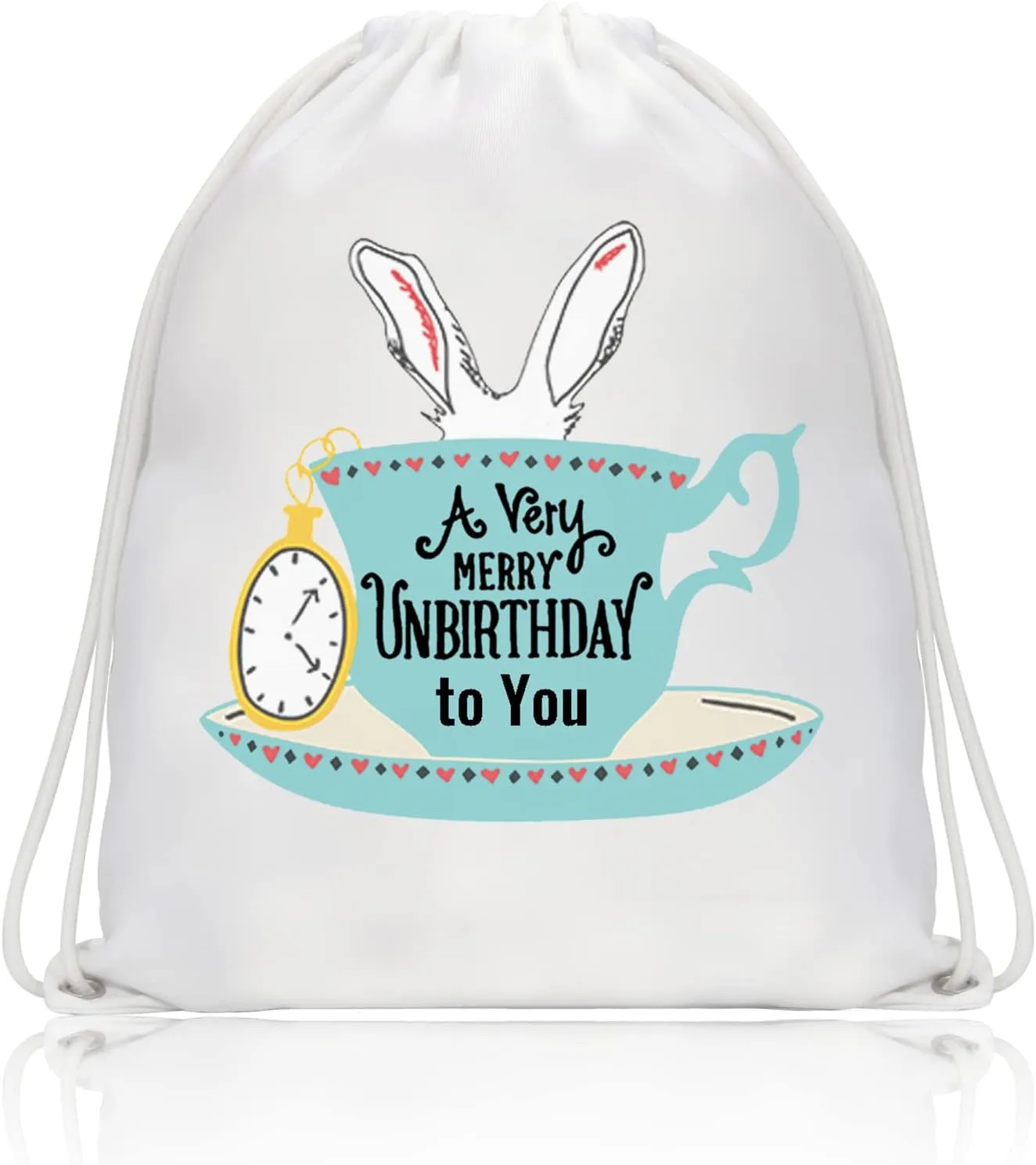 BDPWSS Movie Inspired Drawstring Backpacks A Very Merry Unbirthday To You Book Themed Gift Daughter Birthday Gift (Unbirthday to you Sbp)