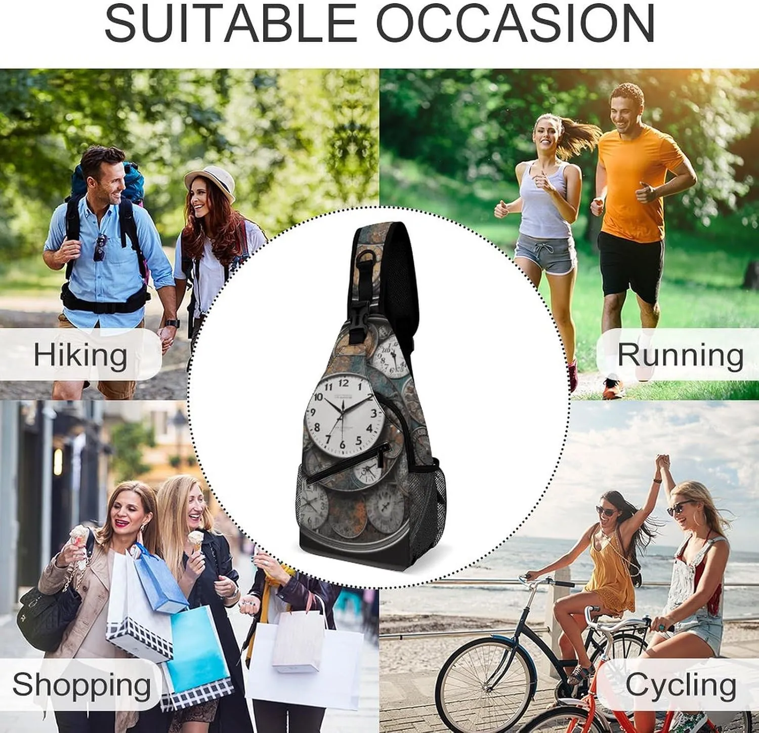 Beach Sunrise Crossbody Sling Bag, Travel Backpack, Hiking Sling Bags, Chest Bag, Shoulder Bags, Daypack