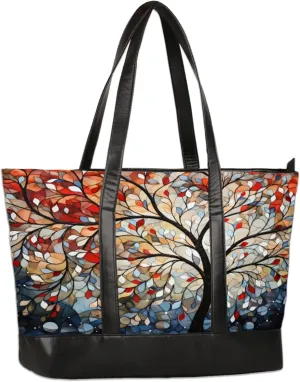 Beautiful Abstract Tree Laptop Tote Bag for Women Lightweight Work Purse with Multiple Compartments Fits 13-15.6 Inch Laptop Tablet Shoulder Bag for Office Travel Daily Use