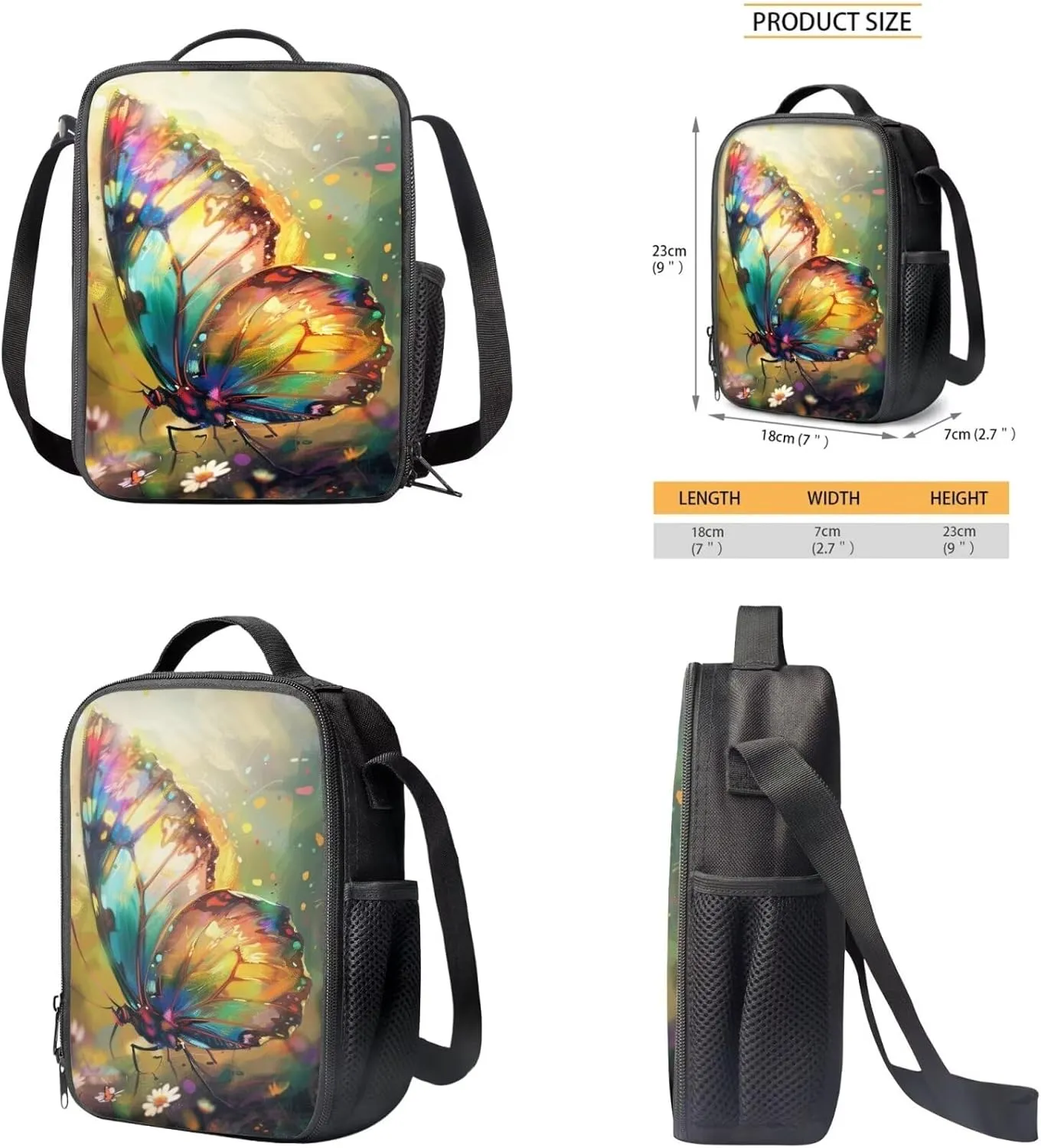 Beautiful Butterfly Preschool Backpack for Girls, 15 inch Bookbag with Large Front Pocket for Boys 8-12 Cute Backpack for Toddlers for Daily Shopping Day Trips and Short Travel