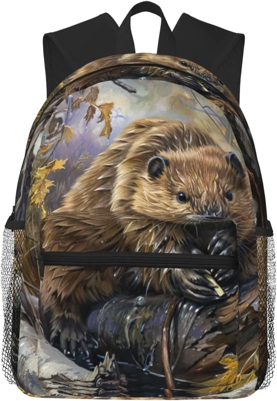 beaver working print Lightweight and comfortable backpack Casual Laptop Backpack for Travel Hiking