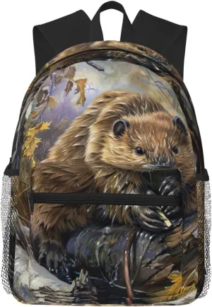 beaver working print Lightweight and comfortable backpack Casual Laptop Backpack for Travel Hiking