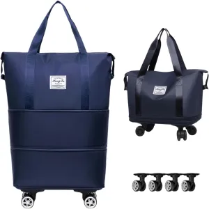 Beente Travel Bag with Wheels-(2025 New Large Capacity Travel Bag - Universal Wheel Removable) (Blue2,Wheel-equipped)