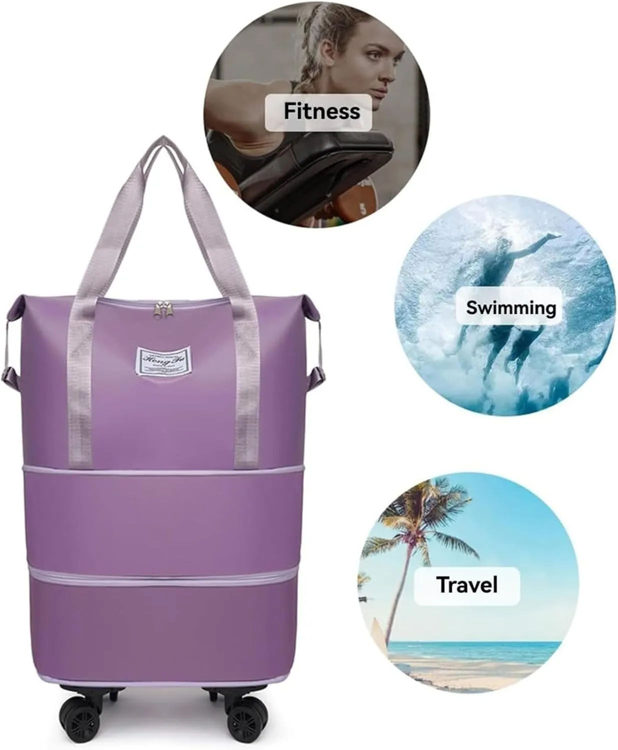 Beente Travel Bag with Wheels-(2025 New Large Capacity Travel Bag - Universal Wheel Removable) (Blue2,Wheel-equipped)