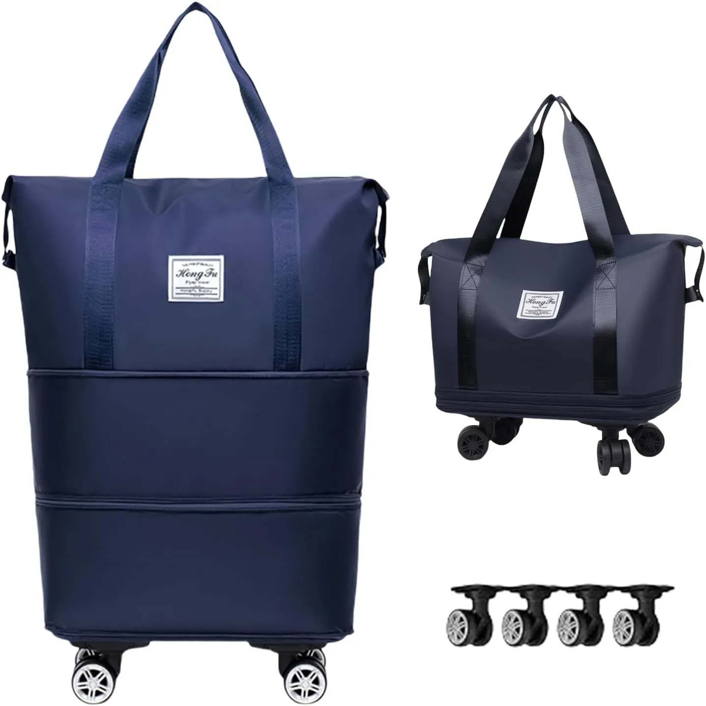 Beente Travel Bag with Wheels-(2025 New Large Capacity Travel Bag - Universal Wheel Removable) (Blue2,Wheel-equipped)