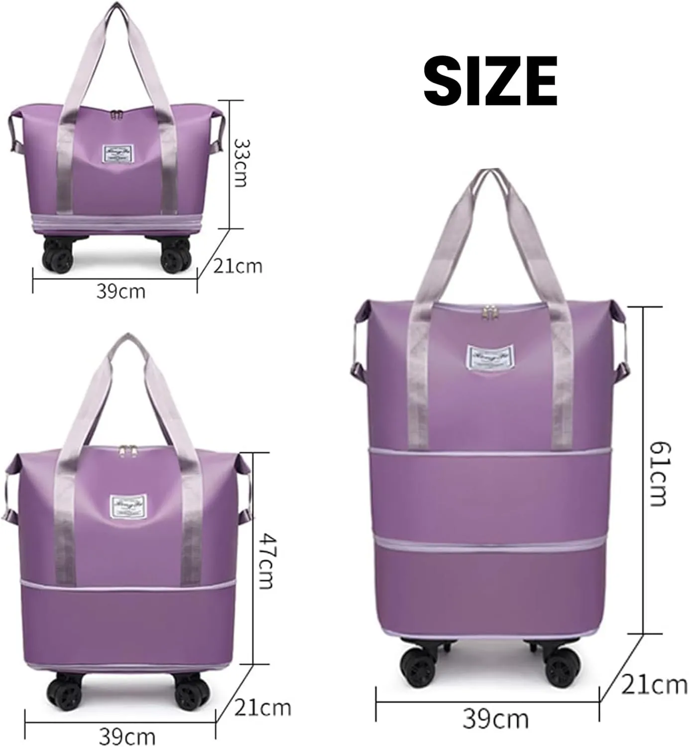 Beente Travel Bag with Wheels-(2025 New Large Capacity Travel Bag - Universal Wheel Removable) (Blue2,Wheel-equipped)