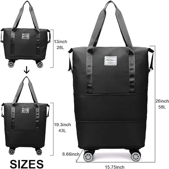 Beente Travel Bag With Wheels,2025 New Upgrade Large Capacity Travel Bag,Universal Wheel Removable, Expandable Foldable, Weekend Bag for Travel (Blue)