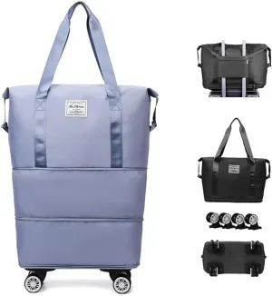 Beente Travel Bag With Wheels,2025 New Upgrade Large Capacity Travel Bag,Universal Wheel Removable, Expandable Foldable, Weekend Bag for Travel (Blue)