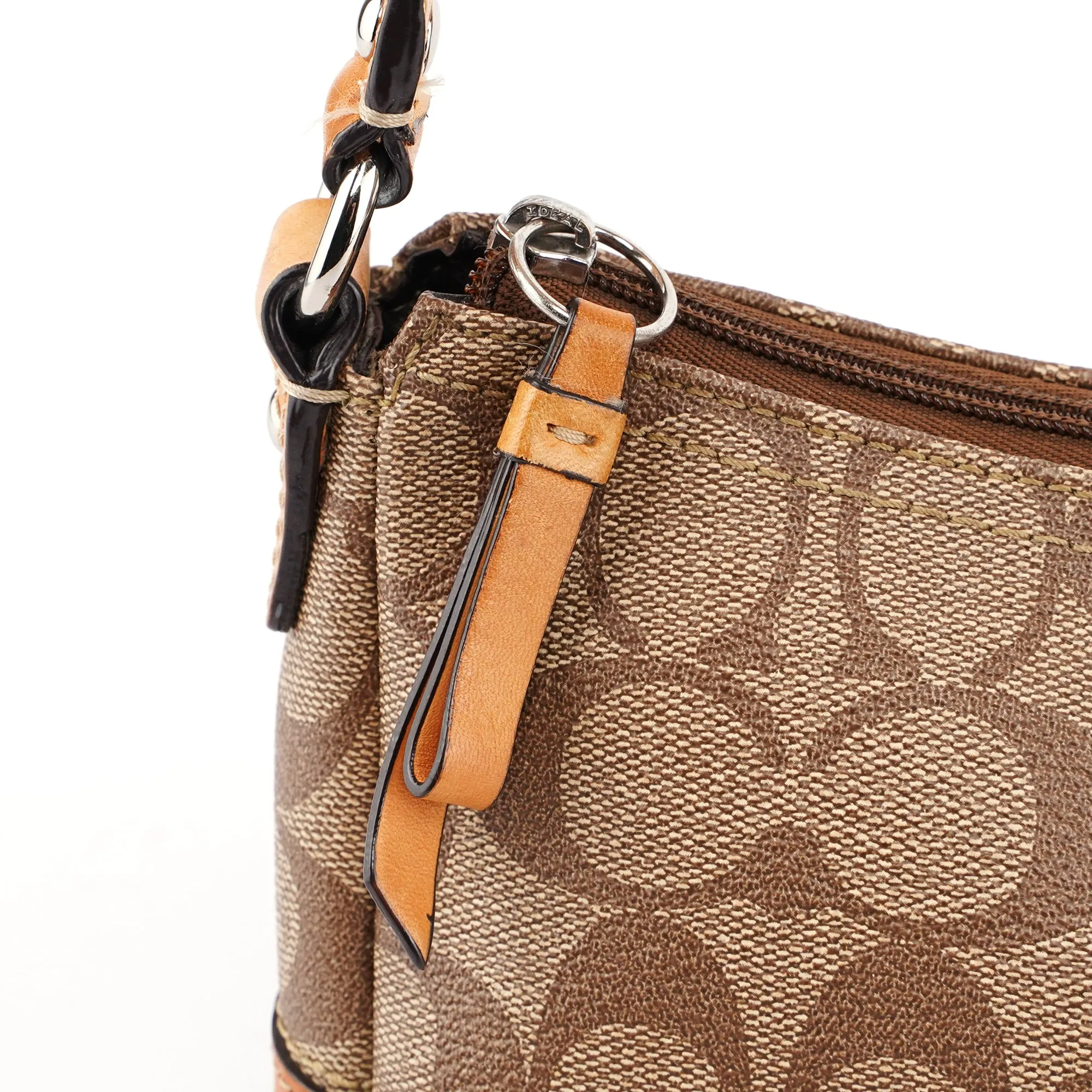 Beige Coated Canvas Signature C Mini Hobo Bag