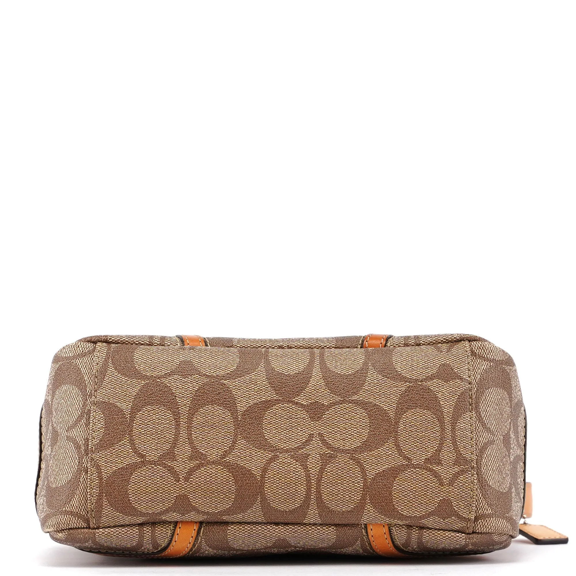 Beige Coated Canvas Signature C Mini Hobo Bag