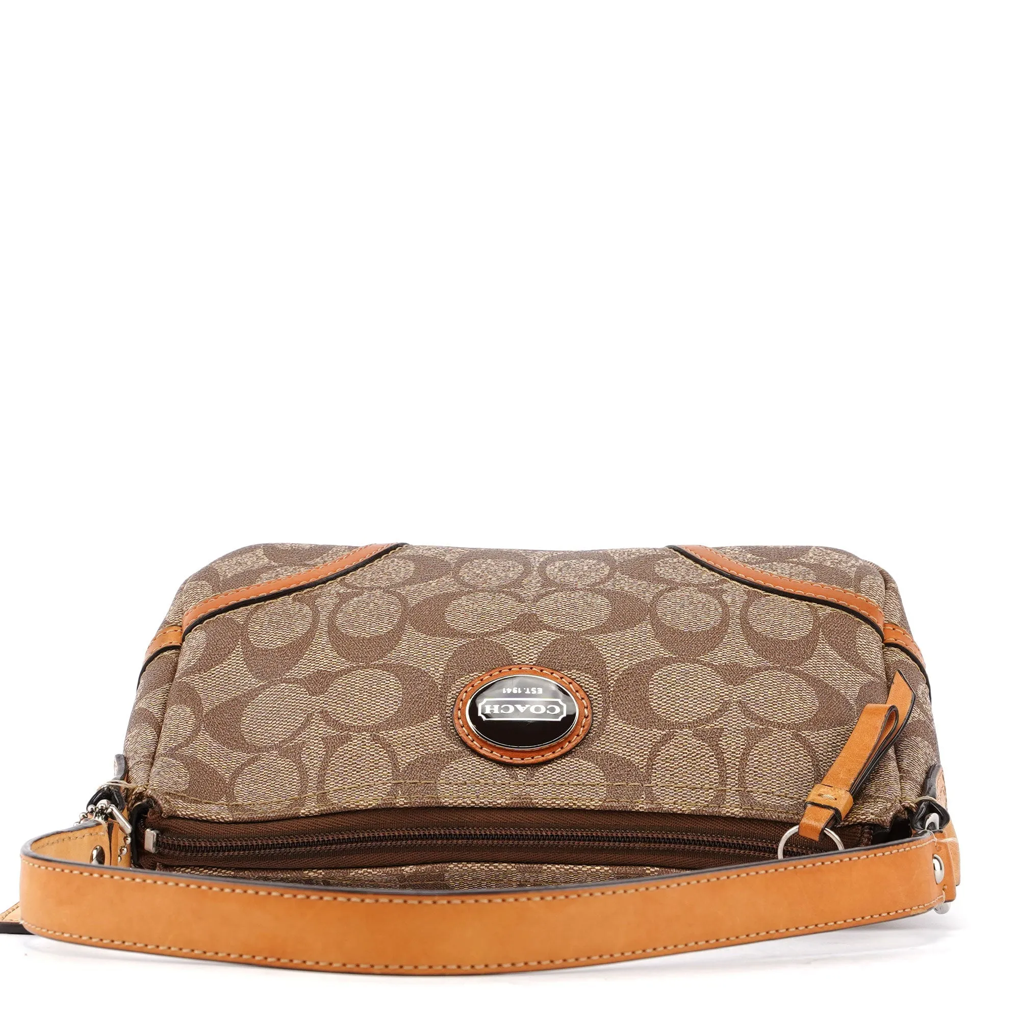 Beige Coated Canvas Signature C Mini Hobo Bag