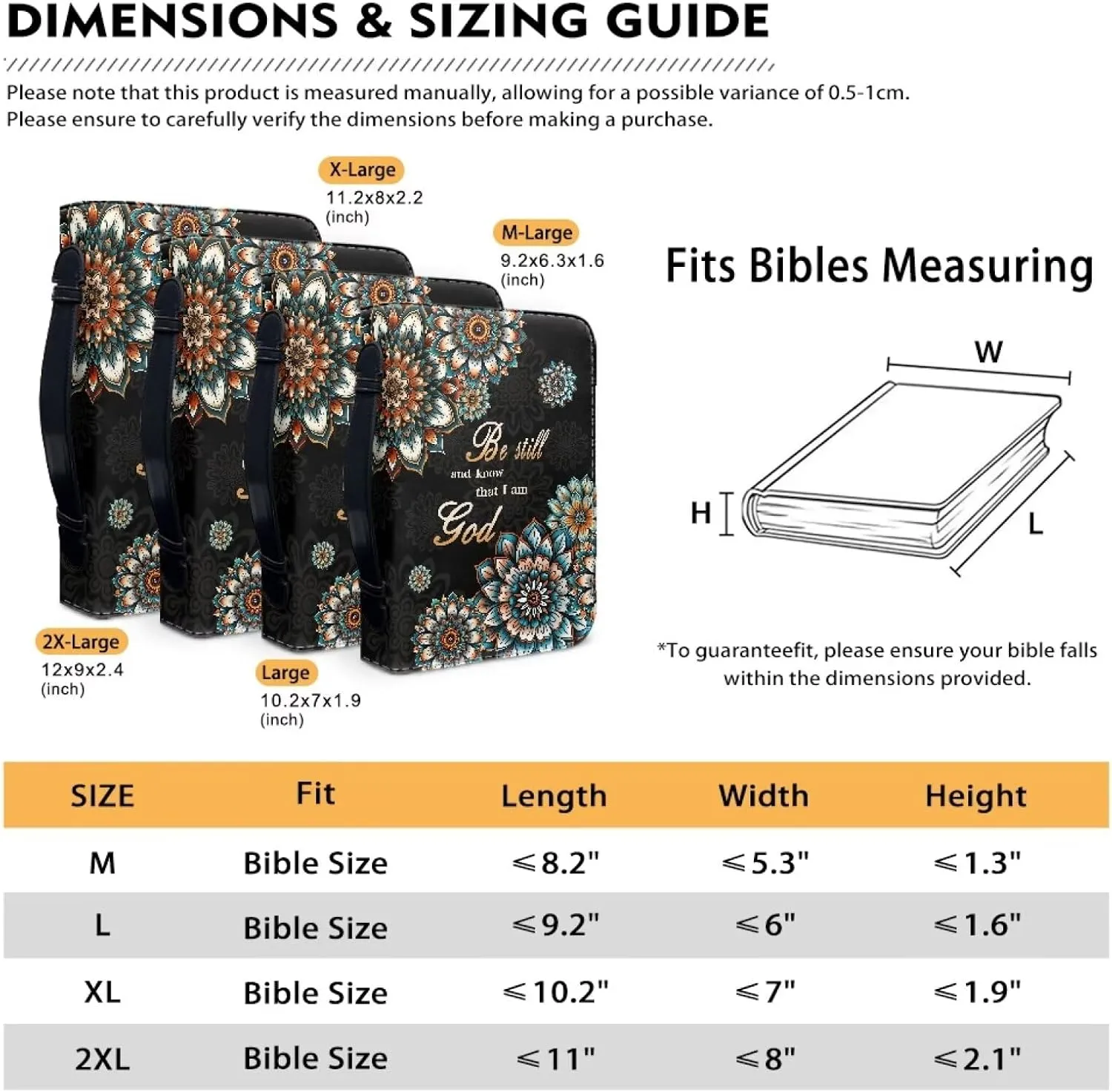 Bible Cover for Men Women Dustproof PU Leather Study Bible Protective Bag Handy Storage Bag with Handle Size M-2XL