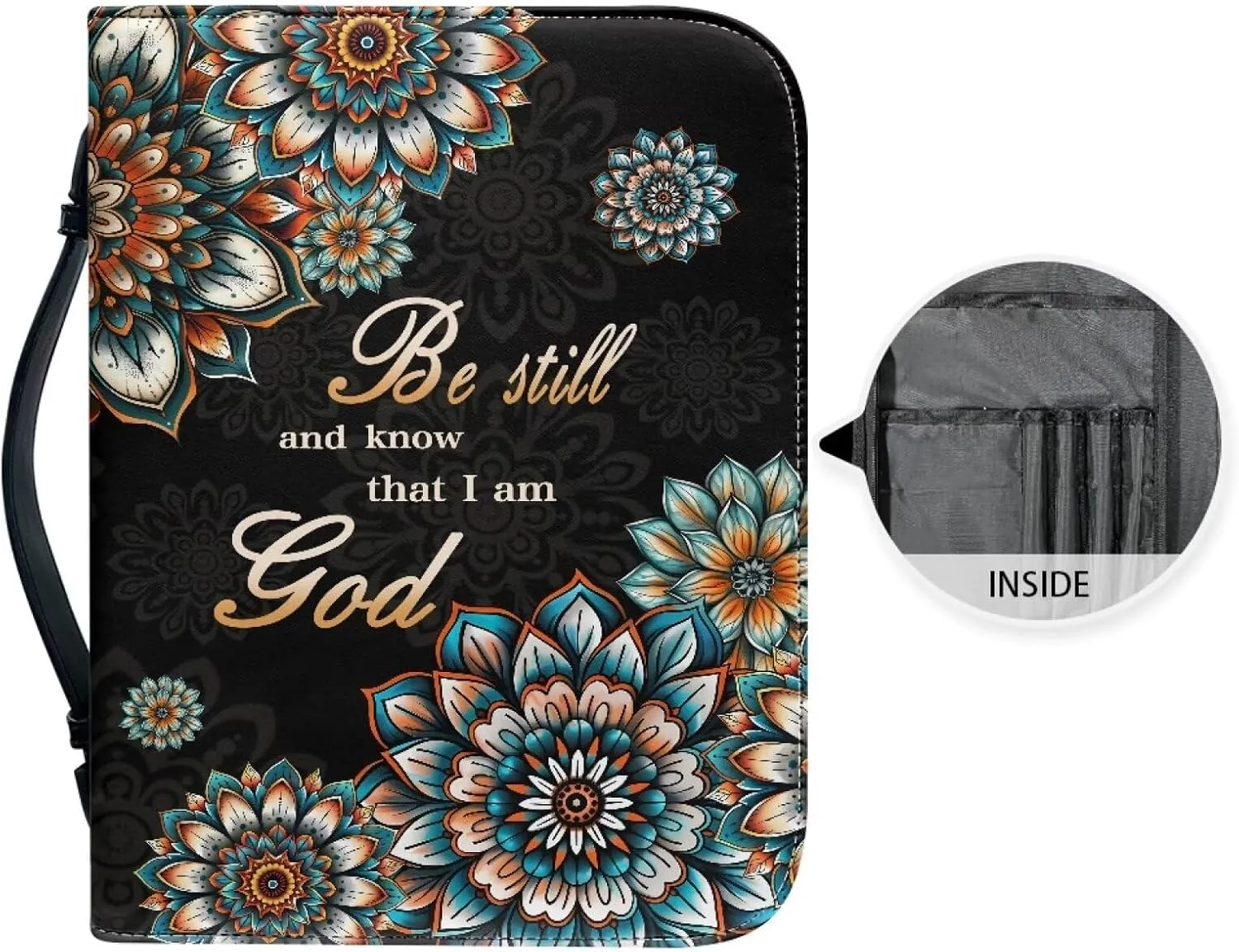 Bible Cover for Men Women Dustproof PU Leather Study Bible Protective Bag Handy Storage Bag with Handle Size M-2XL