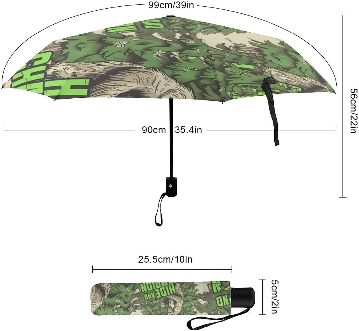 Bigfoot Hide and Champion Folding Umbrella Cute Windproof Umbrella Compact Auto Open/Close