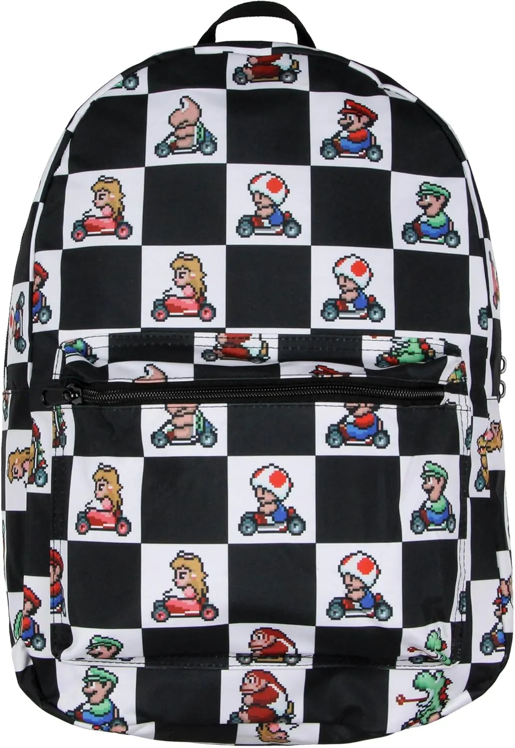 Bioworld Super Nintendo Mario Kart 8-Bit Character Checkered Travel Laptop Backpack