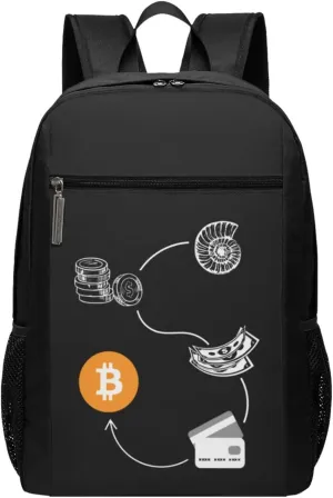 Bitcoin Money Evolution Travel Laptop Backpack, Business Anti Theft Slim Sturdy Laptops Backpacks, College Computer Bag Gift for Men & Women Fits 17 Inch Notebook,Black