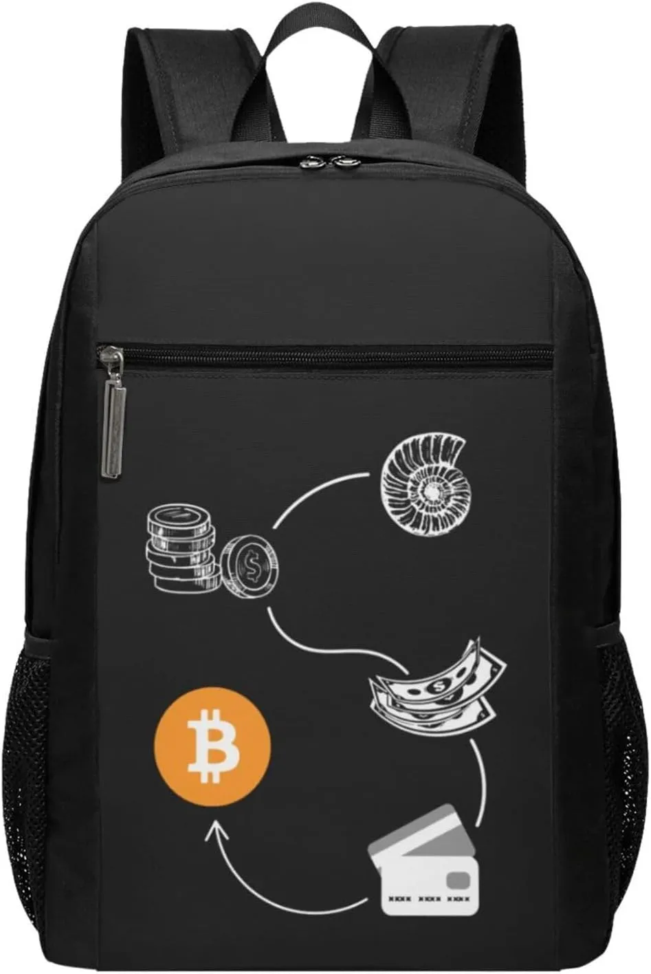 Bitcoin Money Evolution Travel Laptop Backpack, Business Anti Theft Slim Sturdy Laptops Backpacks, College Computer Bag Gift for Men & Women Fits 17 Inch Notebook,Black