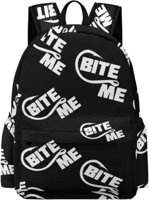 Bite Me Fishing Travel Hiking Laptop Backpack for Men Women Camping Gym Backpacks Funny Casual Bag Gift