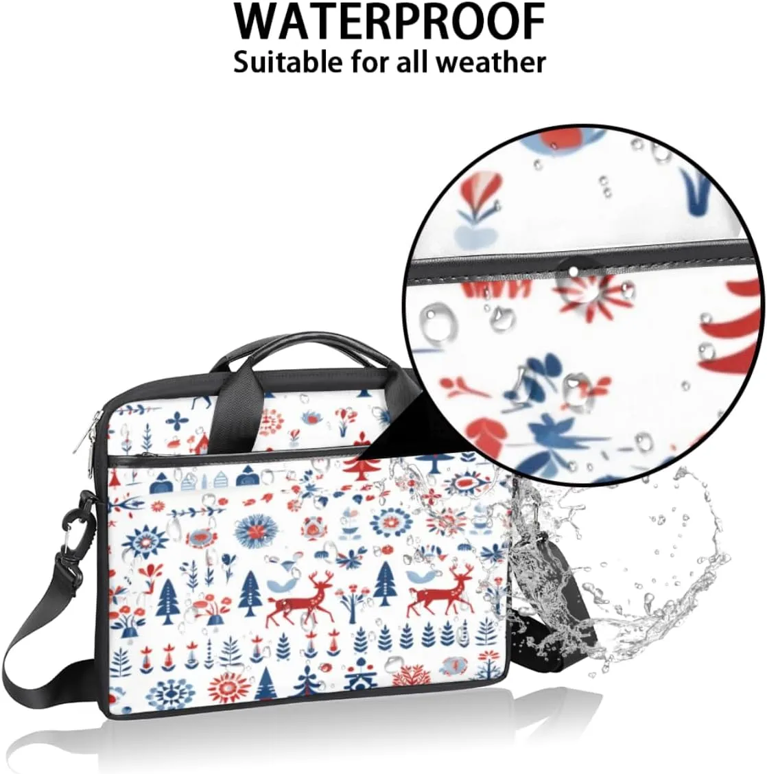 Black And White Butterfly Laptop Bag for Men Women 13-15 Inch Case Bags Sleeve Shoulder with Anti Slip Removable