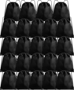 Black Drawstring Bags 24 Pcs Drawstring Backpack Bulk Gym Draw String Bags String Backpacks Cinch Bags Sackpack for Women,Men