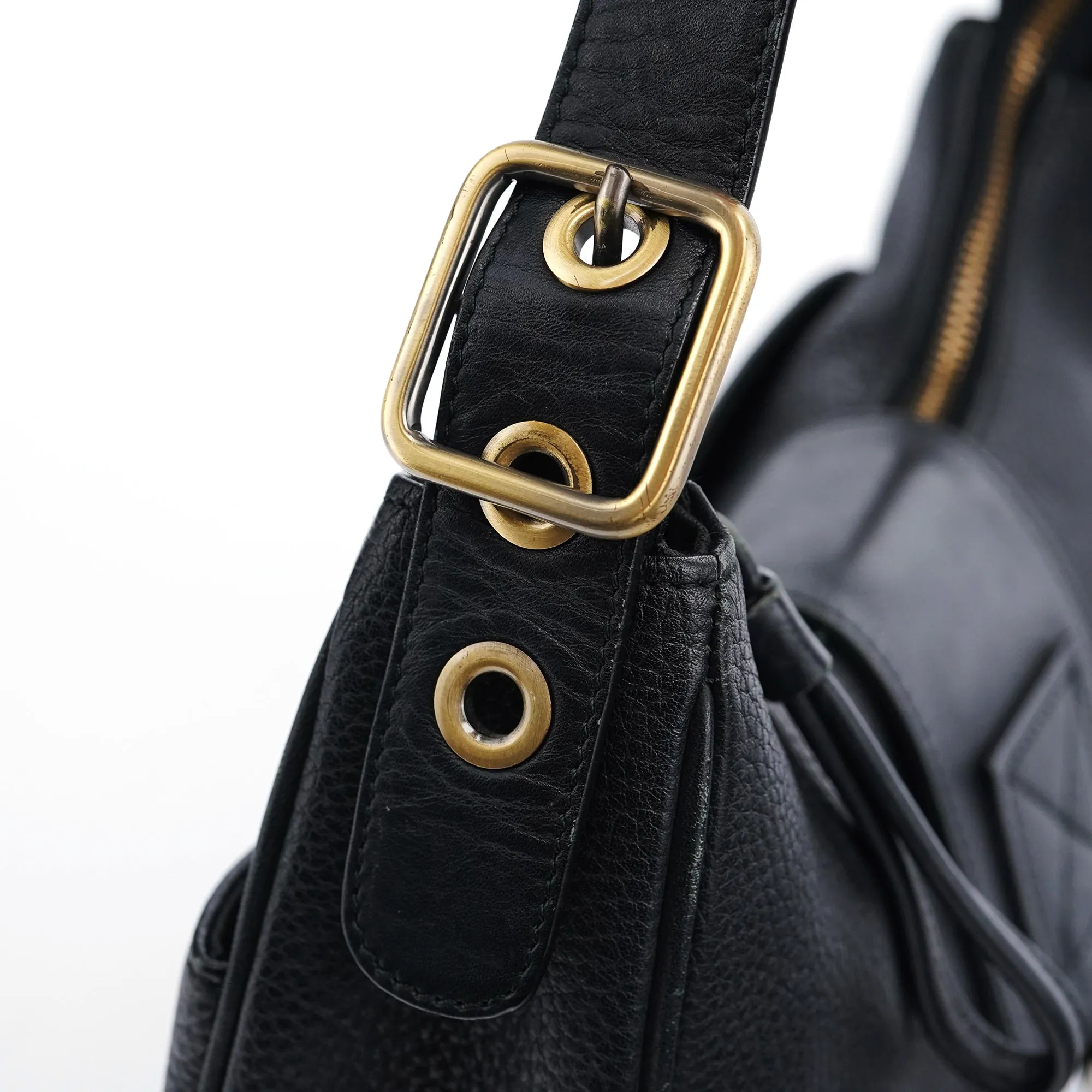 Black Leather C Shoulder Bag