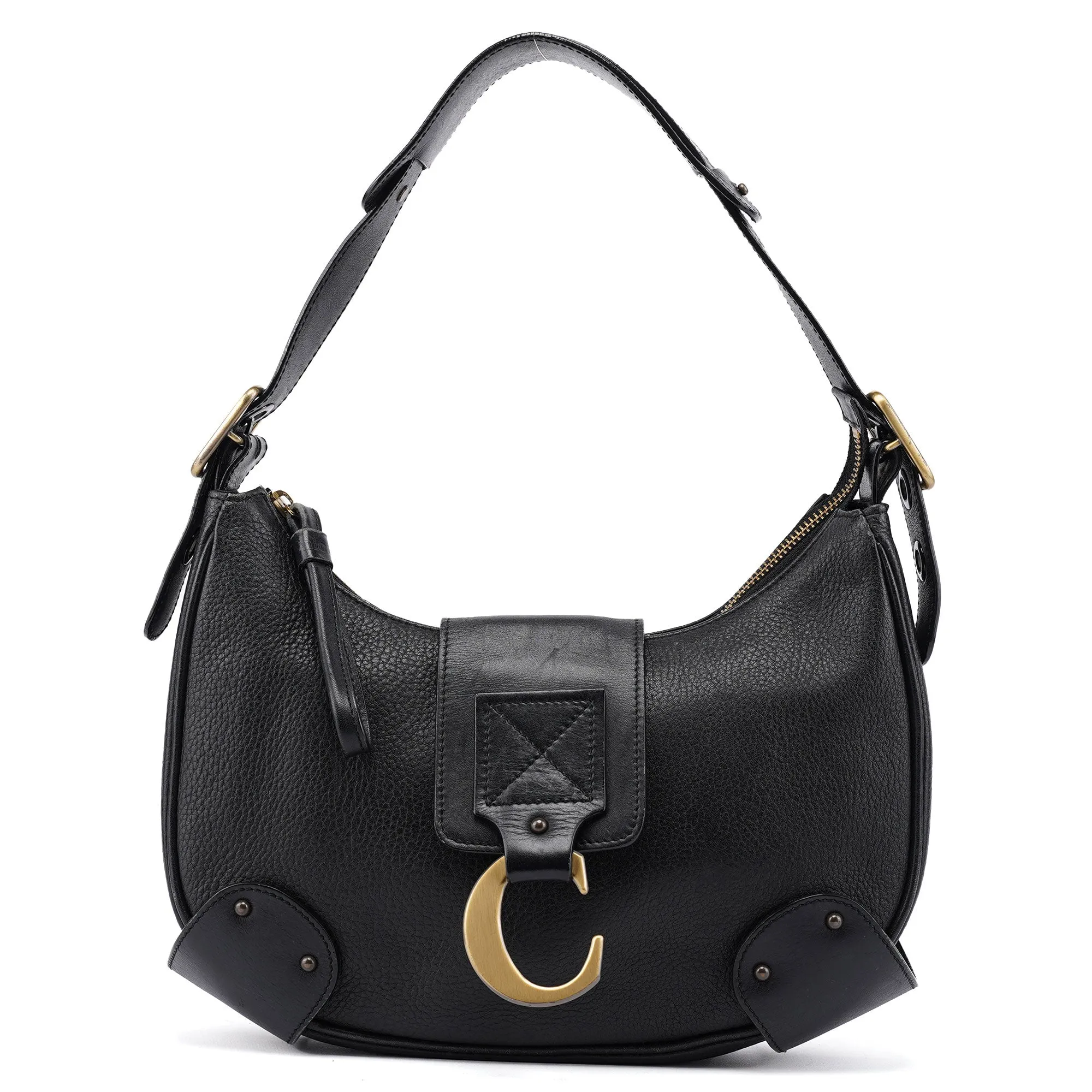 Black Leather C Shoulder Bag