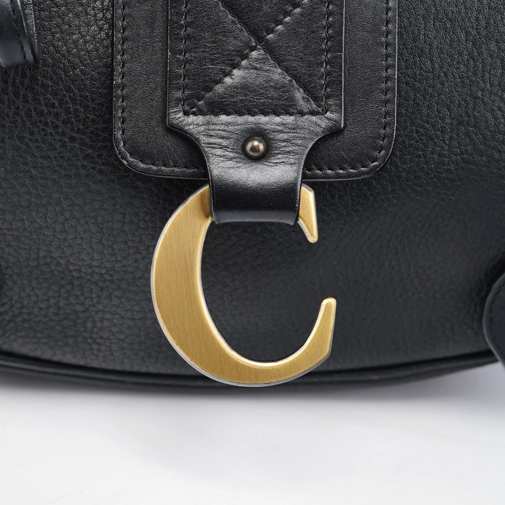 Black Leather C Shoulder Bag
