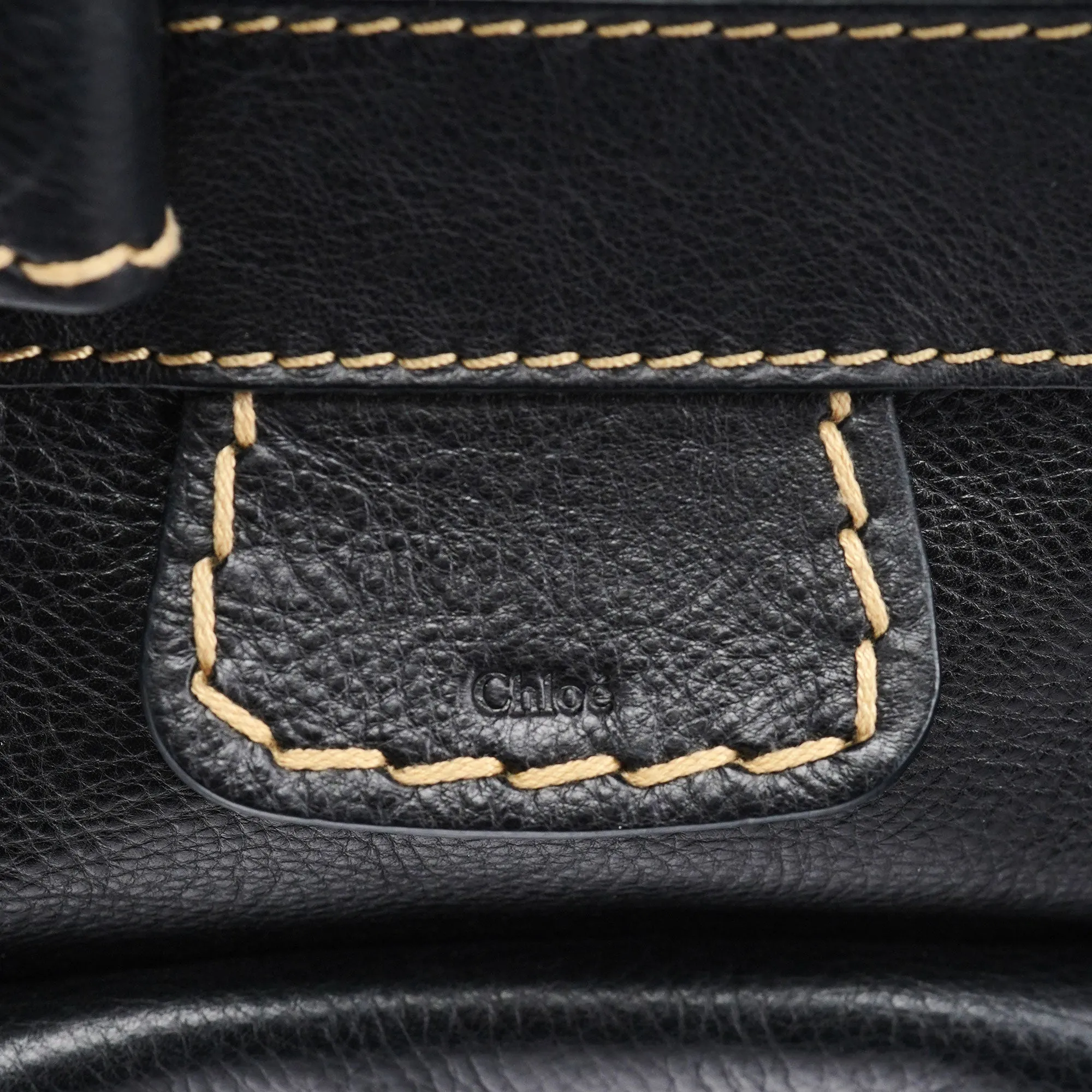 Black Leather Edith 2-Way Tote Bag