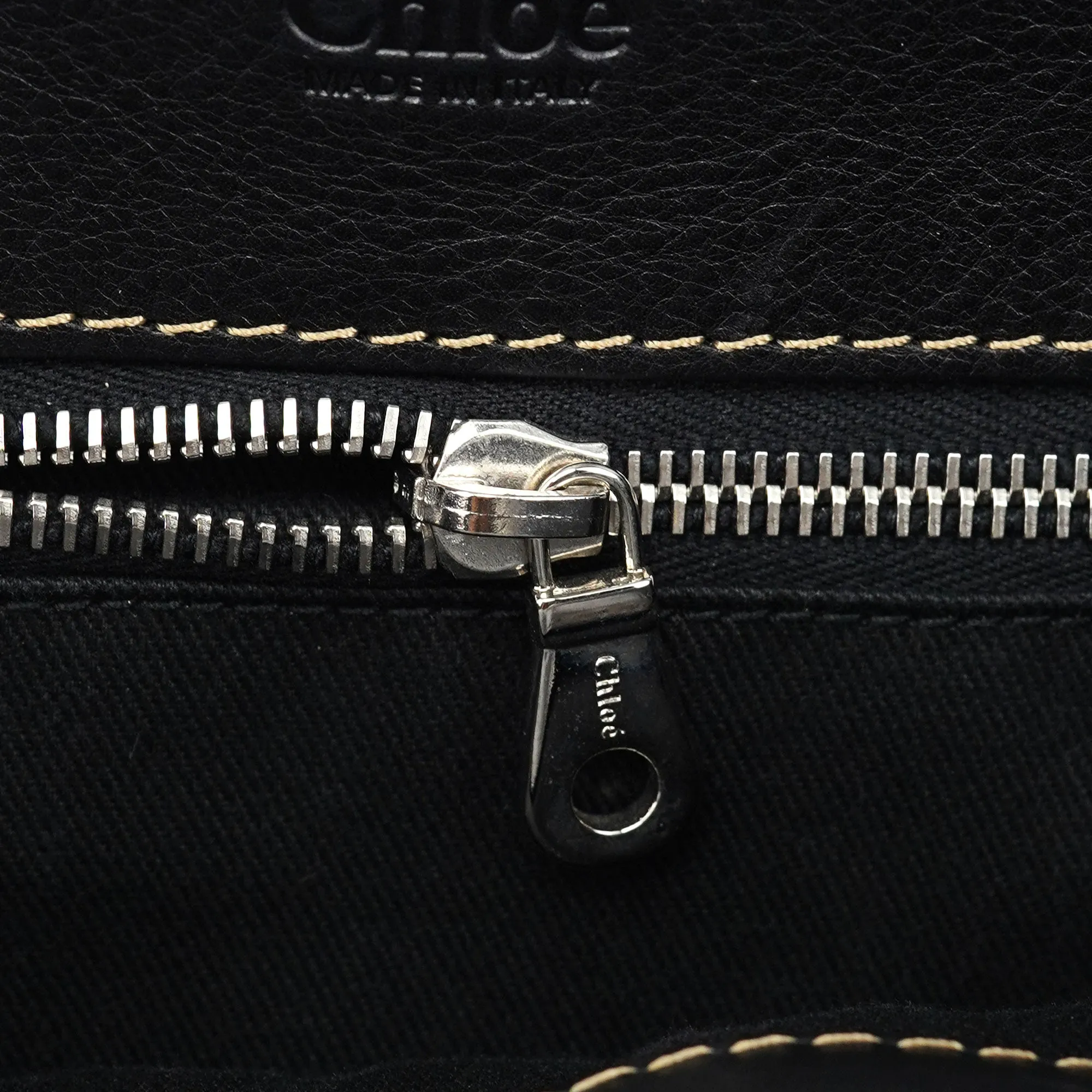 Black Leather Edith 2-Way Tote Bag