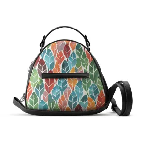 Black Mini Voyage Backpack Colorful Leaf