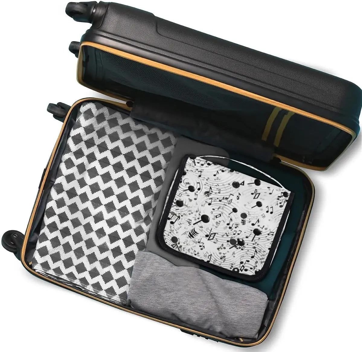 Black Musical Notes Hanging Toiletry Bag Waterproof Makeup Cosmetic Bag Travel Bag Organizer for Accessories Shampoo Full Sized Container Travel-Essentials Toiletry Bag