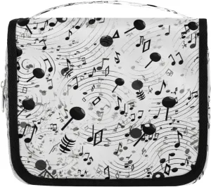 Black Musical Notes Hanging Toiletry Bag Waterproof Makeup Cosmetic Bag Travel Bag Organizer for Accessories Shampoo Full Sized Container Travel-Essentials Toiletry Bag