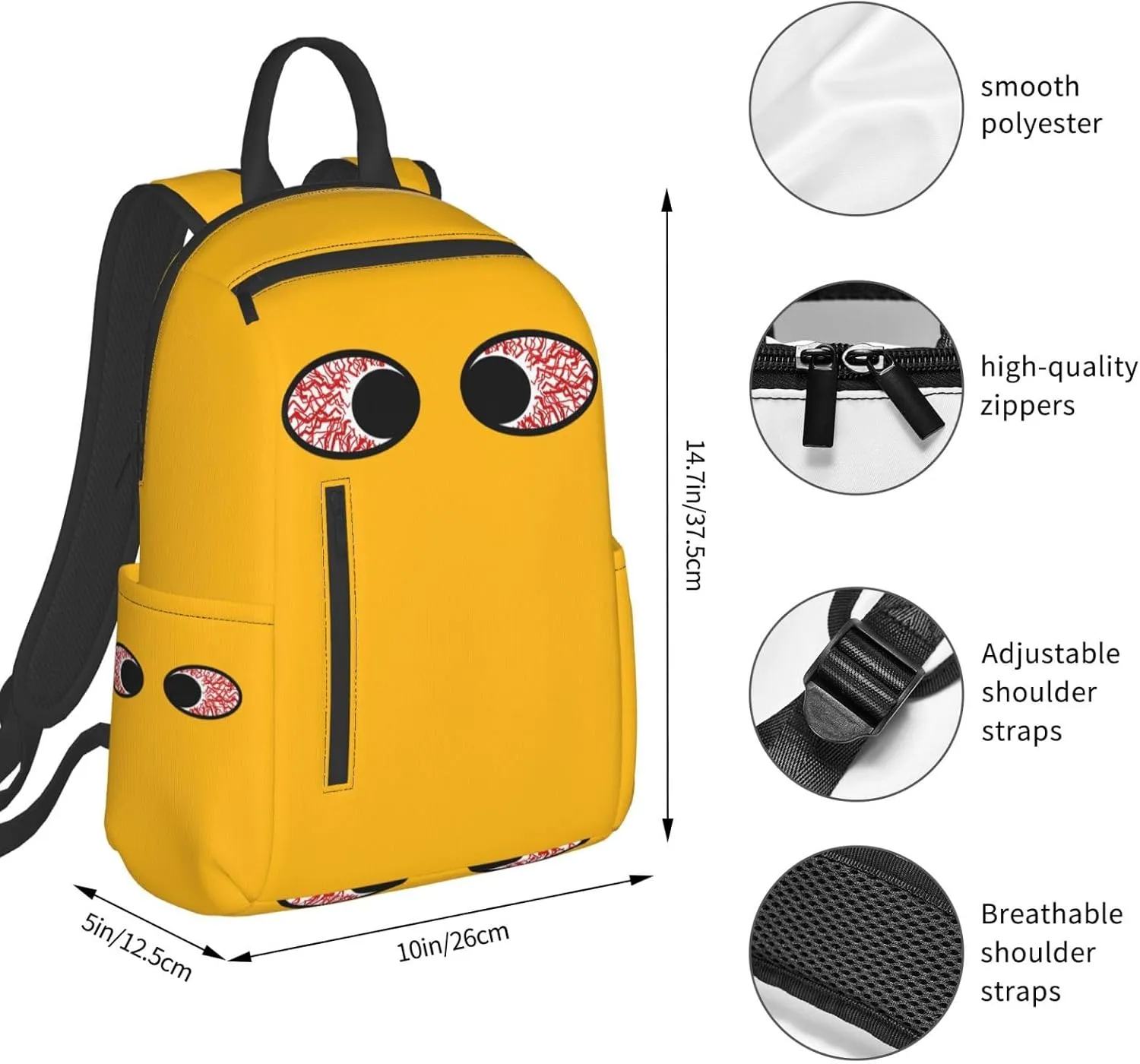 Bloodshot Eyeball Eyes To Eyes Casual Backpacks Large Capacity Laptop Backpack Sports Rucksack Travel Daypack Adjustable Shoulder Strap Work Bag for Outdoor Camping