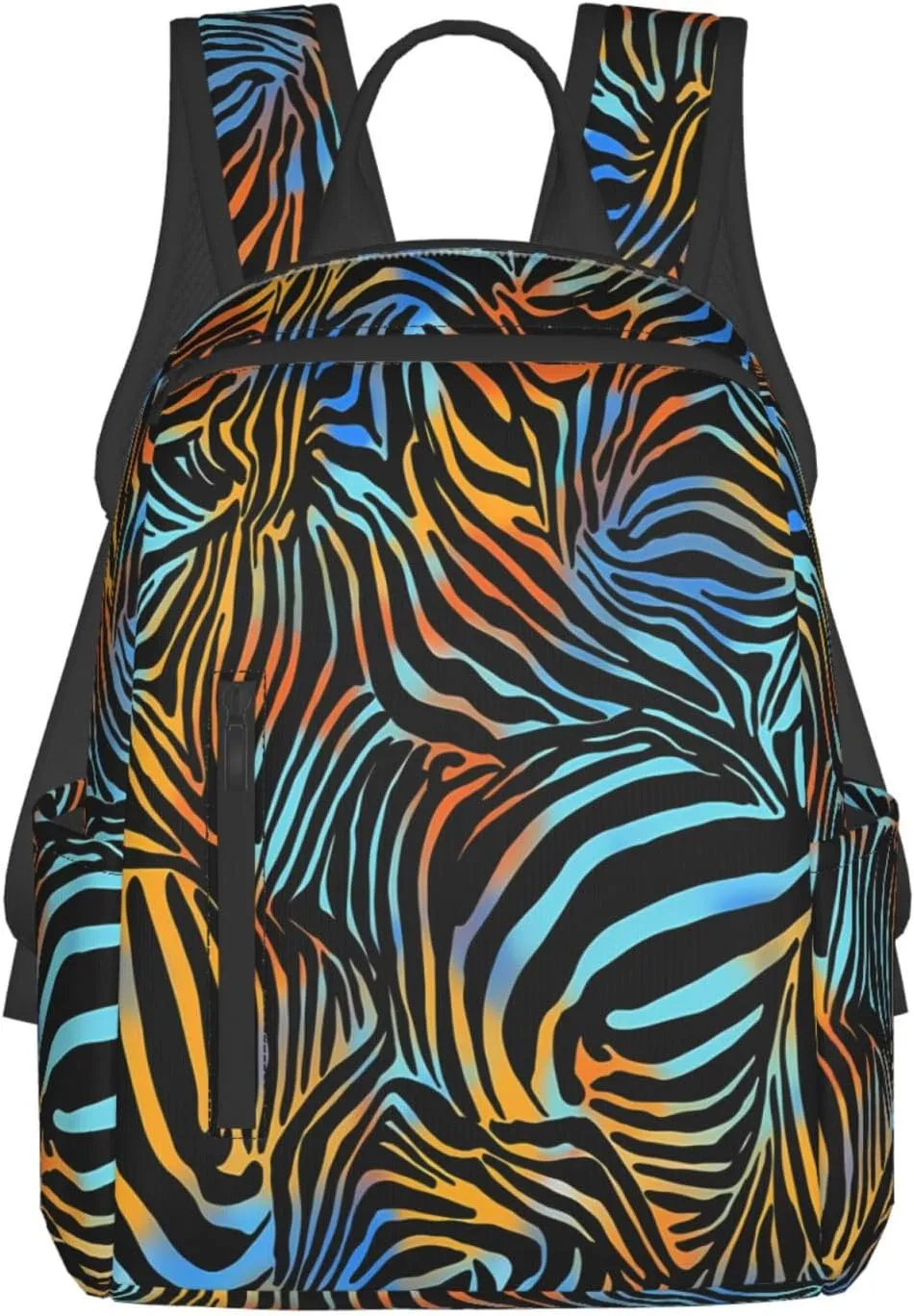 Blue Brown Zebra Stripe Casual Backpacks Large Capacity Laptop Backpack Sports Rucksack Travel Daypack Adjustable Shoulder Strap Work Bag for Outdoor Camping